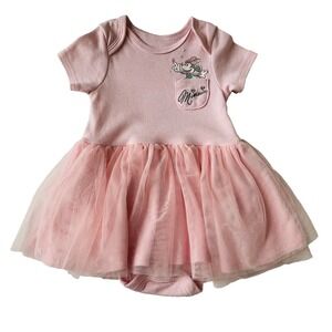 Disney Baby Girl Tutu Dress 6-9M Pink Minnie Mouse Tulle Skirt Short Sleeves